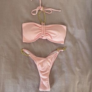 shein pink halter bikini